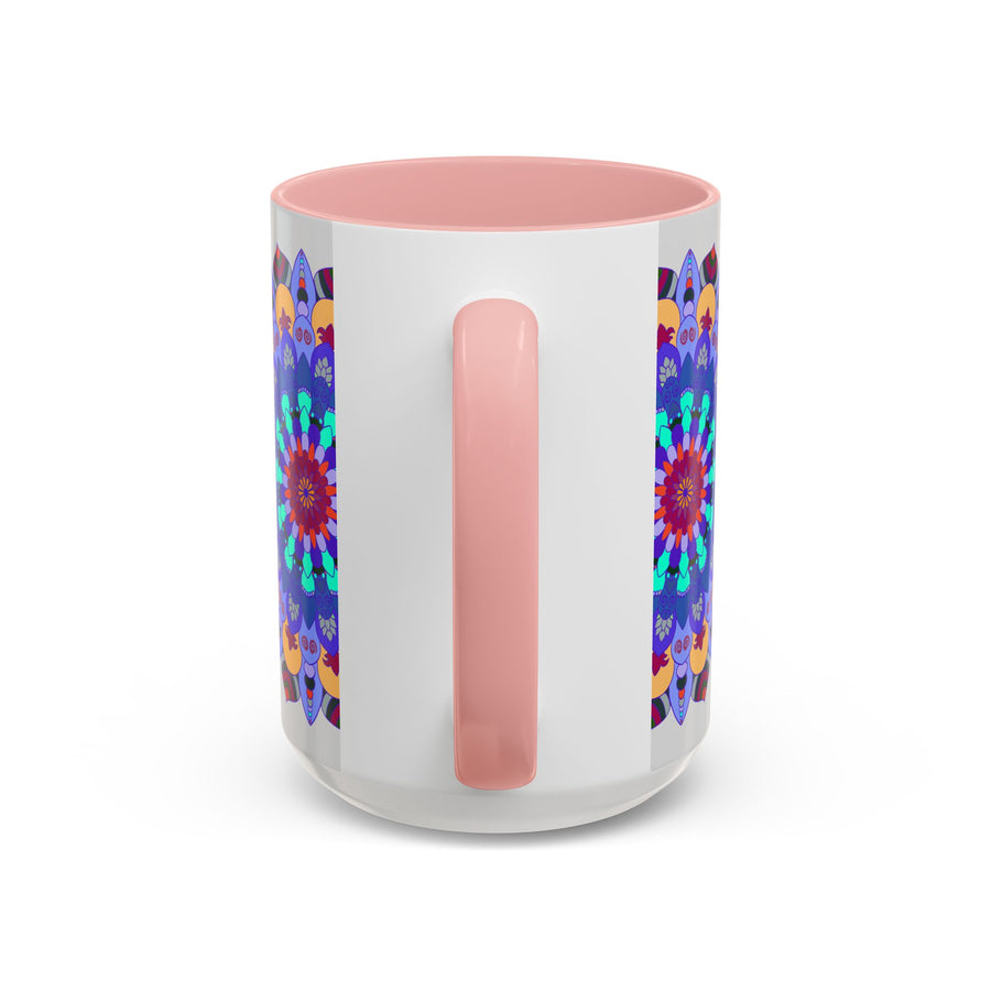 Vibrant and intricate mandala art mug with colorful symmetrical design