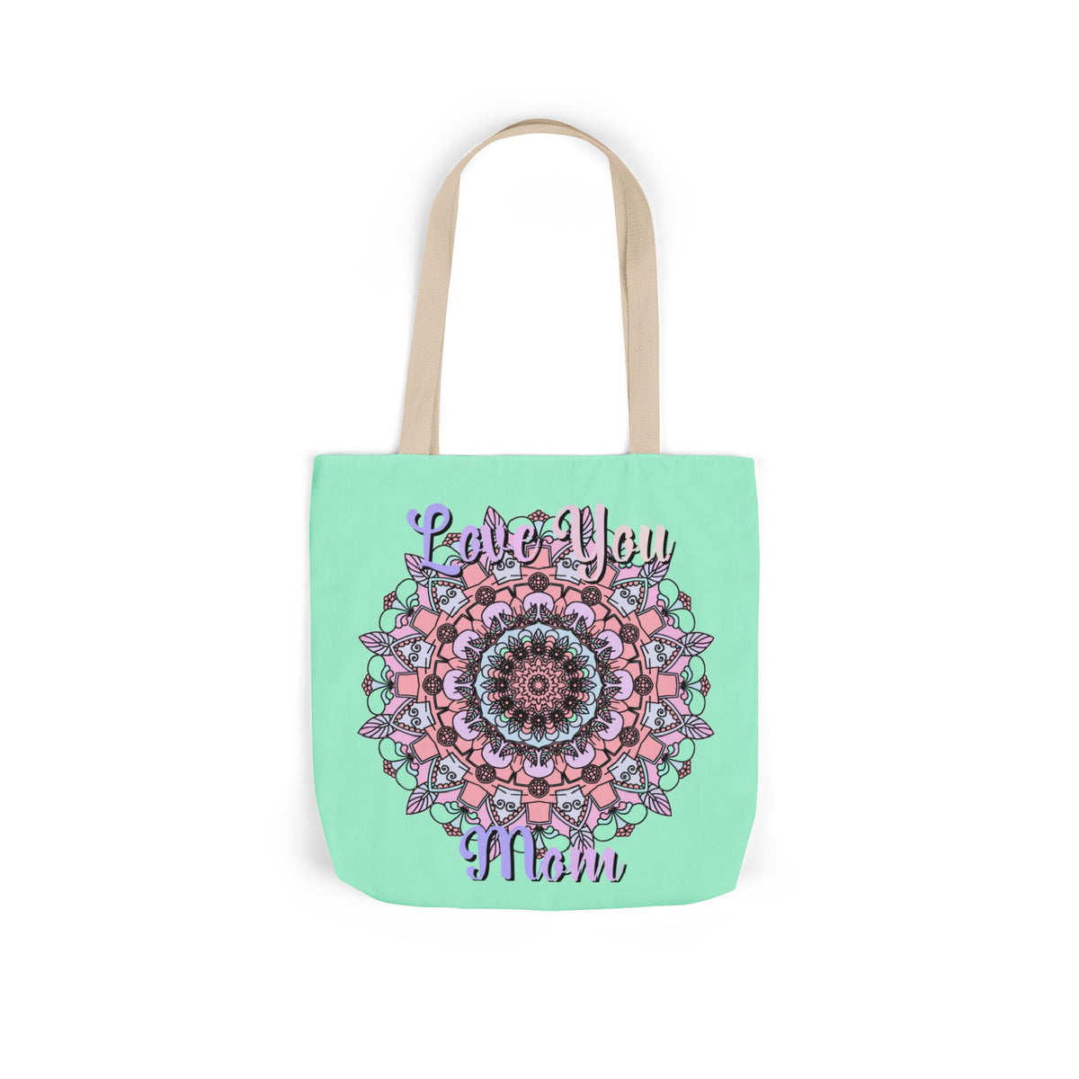 Mandala 'Love You Mom' Canvas Tote — Floral Mother's Day Gift Bag