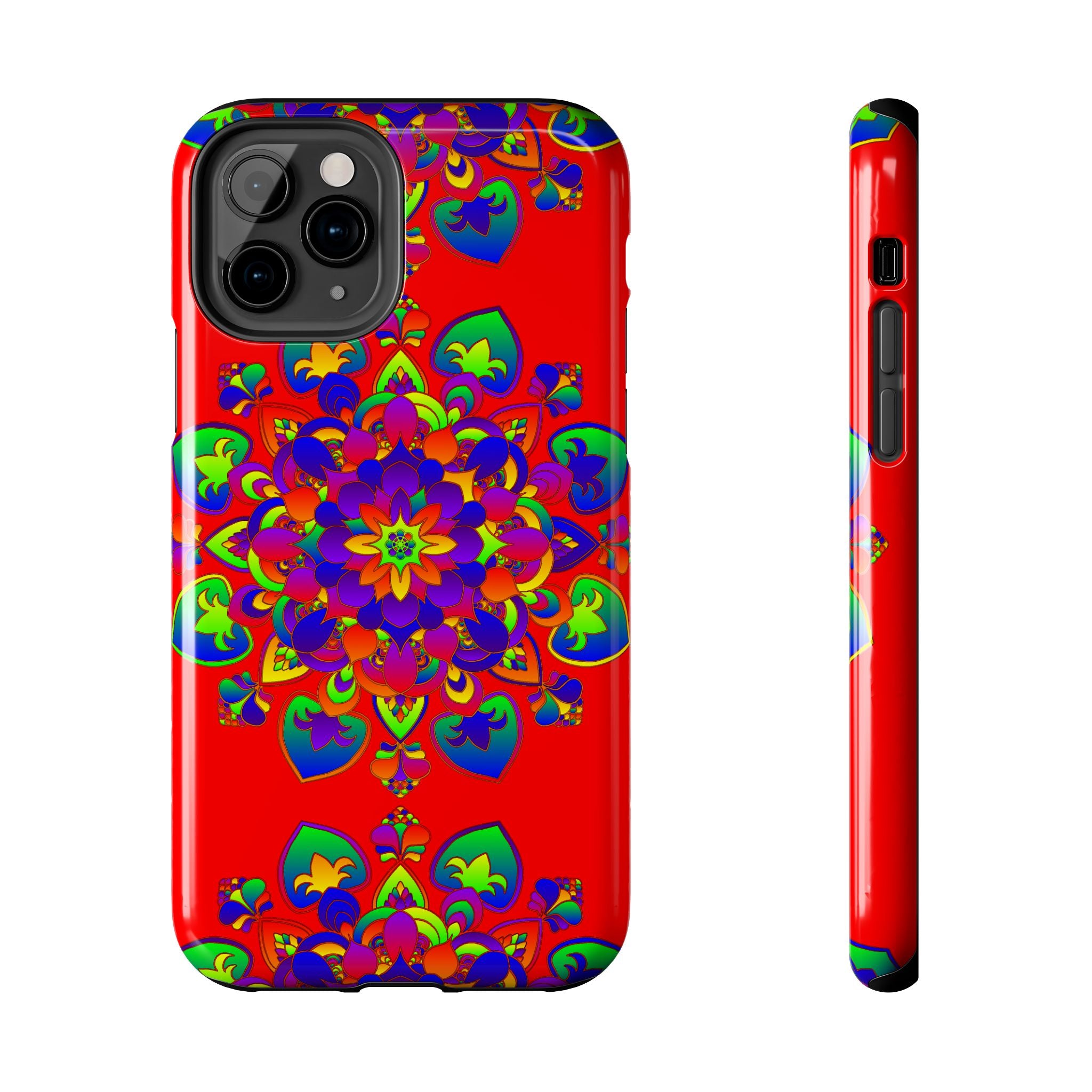 Hand Drawn Mandala Art Red - Phone Case featuring intricate, hand-drawn mandala design in vibrant red