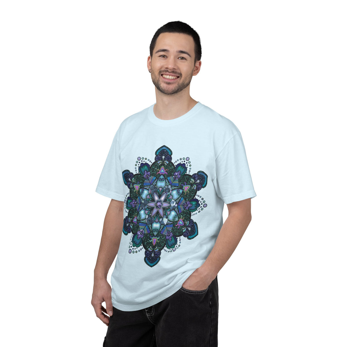 Blue Ocean Glitter Mandala T-shirt & Tote Bag Bundle