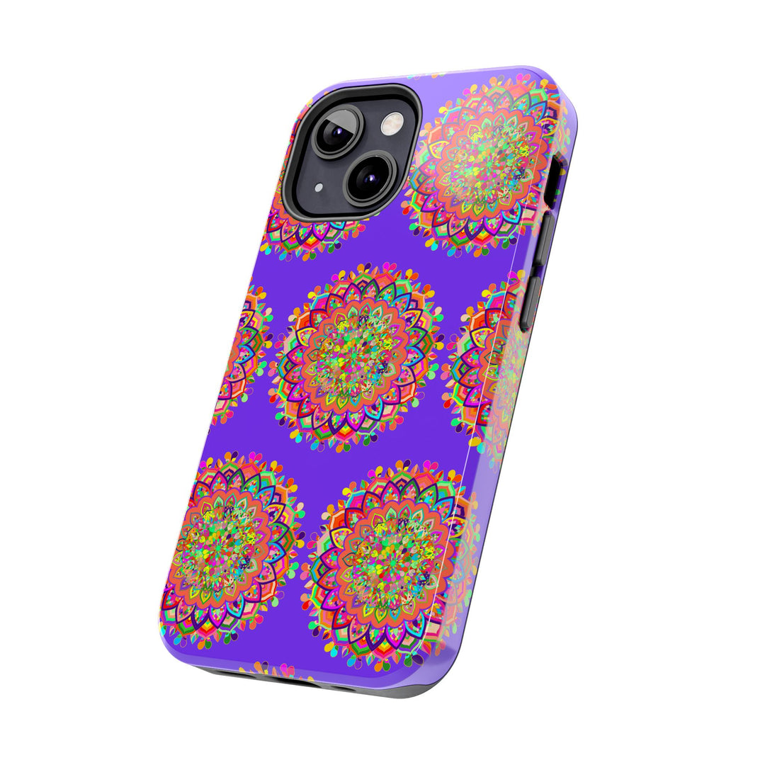 Hand drawn intricate purple mandala art phone case designed for iPhone X and XS