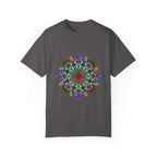 Unisex Mandala T-Shirt made of 100% Ring-Spun Cotton with Hand-Drawn Mandala Art and Garment-Dyed for Extra Comfort - Perfect for Both Men and Women - Available in Various Sizes and Colors