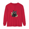 Black Cat Watercolor Splash Long Sleeve T-Shirt featuring a vibrant and artistic feline design