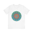 Colorful and detailed rainbow mandala design tee shirt for vibrant fashion statement