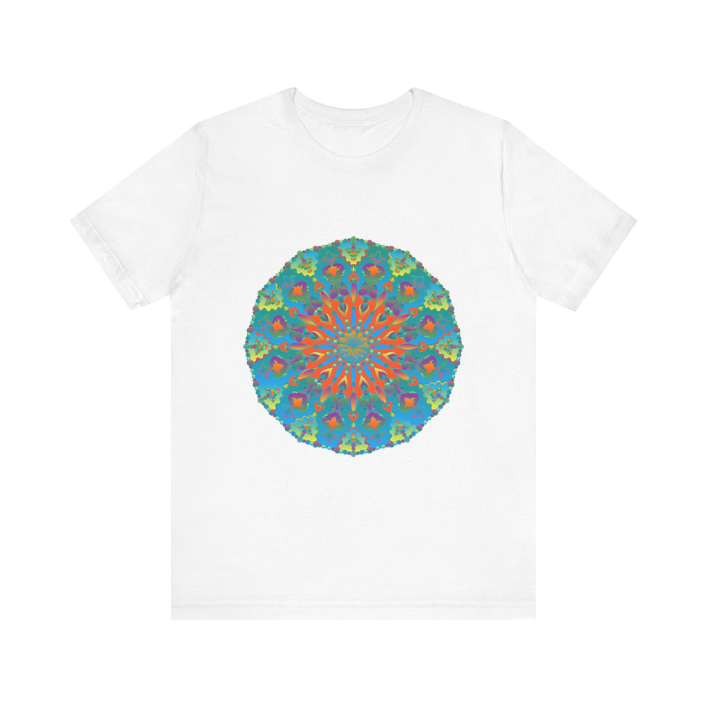 Colorful and detailed rainbow mandala design tee shirt for vibrant fashion statement