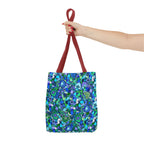 Borsa tote con stampa mandala floreale blu-verde — Shopper con stampa integrale vivace