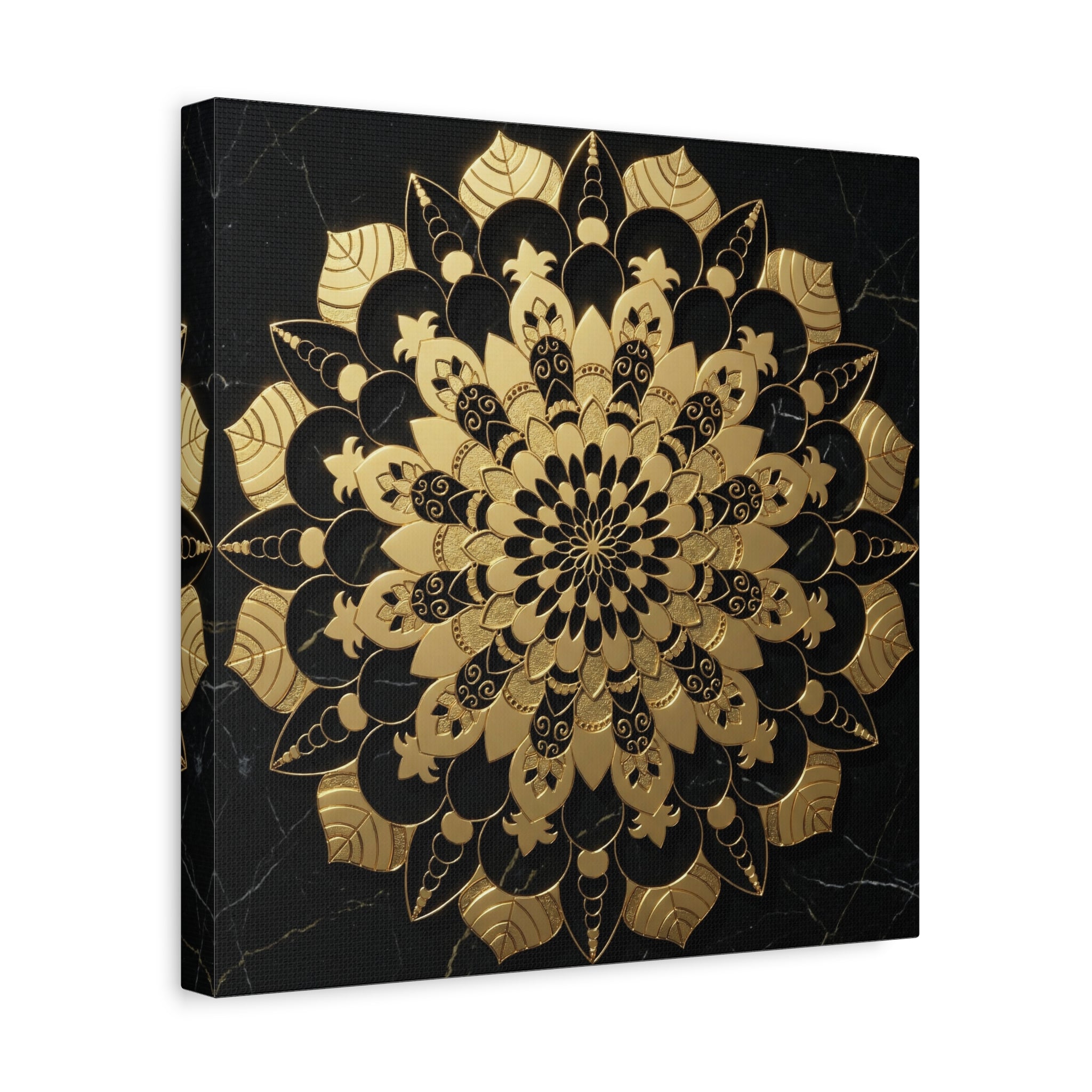 Infinite Bloom – Ornate Gold Mandala Canvas