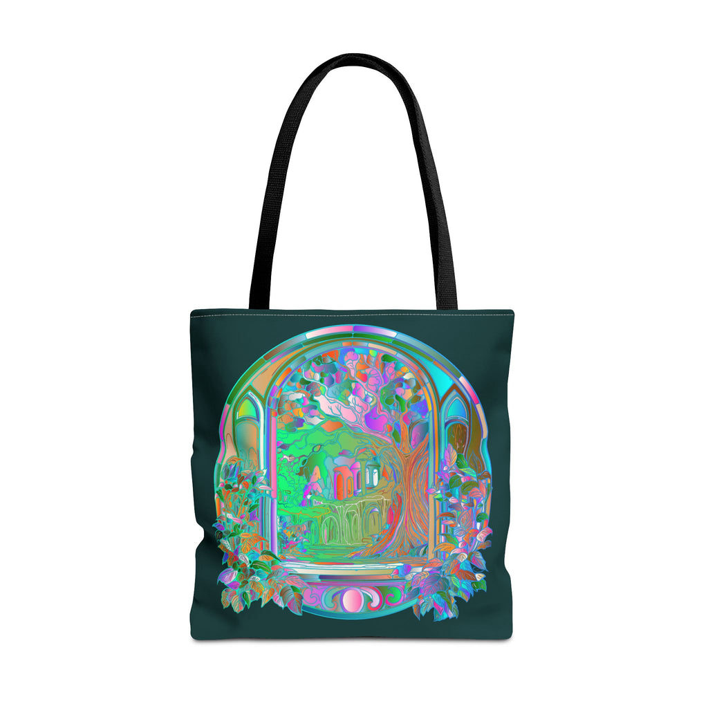 Beautiful and intricate Mystical Nature Mandala Tote Bag with vibrant colors and detailed design, perfect for carrying your essentials in style