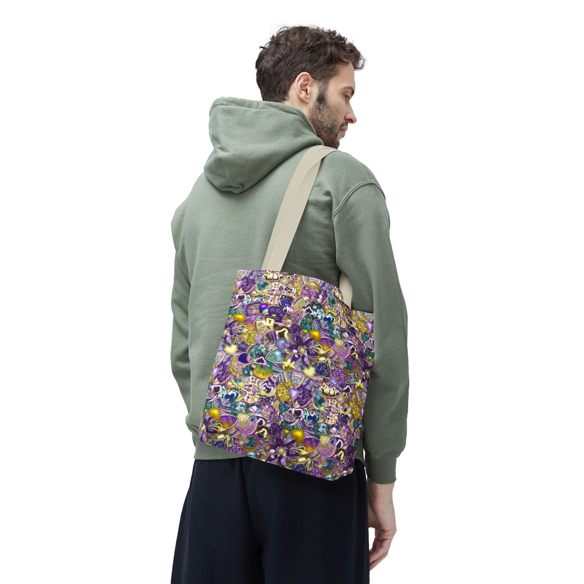 Colorful Purple Floral Pattern Tote Bag