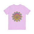 Vibrant mandala tee with intricate design featuring a colorful and detailed pattern