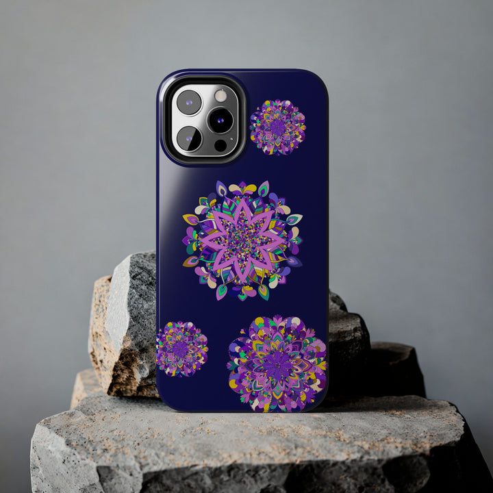 Hand Drawn Mandala Art Purple Shades Phone Case - Durable and Shock Absorbent, Protects Phone from Impact and Scratches, Stylish Design