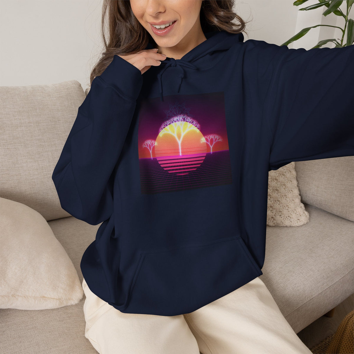 Felpa con cappuccio Retro Sunset Tree of Life