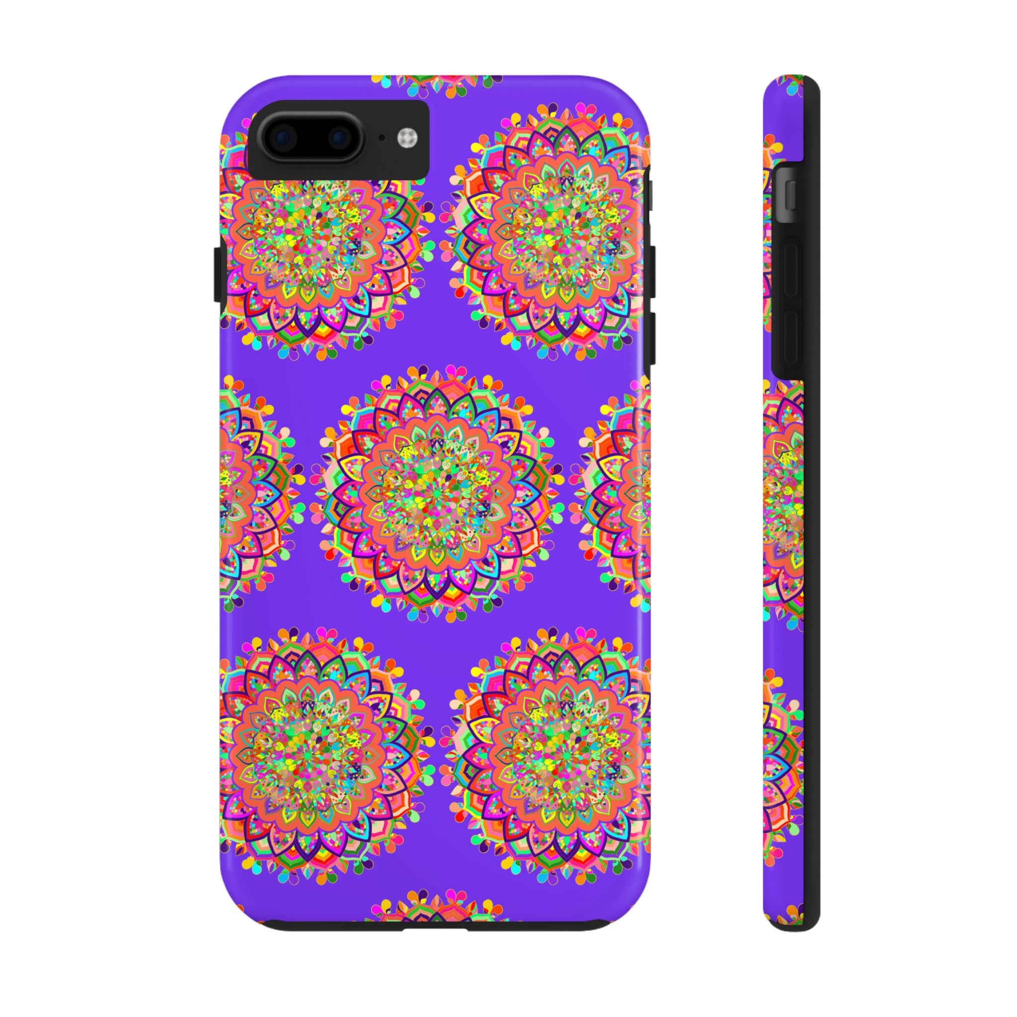 Hand-drawn intricate small purple mandala art phone case for iPhone X and XS, featuring detailed and intricate design