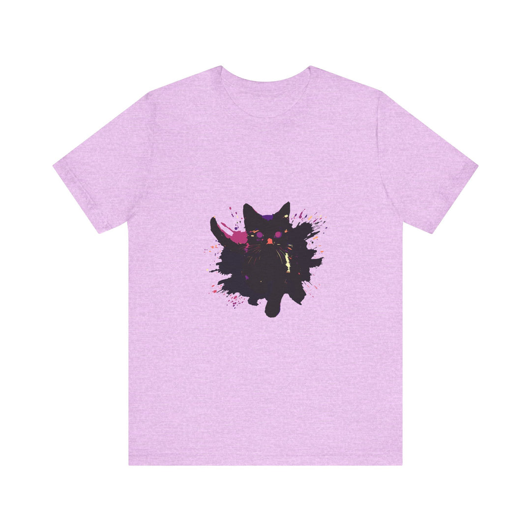 Black Cat Mystery T-Shirt featuring a bold and colorful design with intricate details and vibrant hues, perfect for adding a fun and edgy touch to your wardrobe