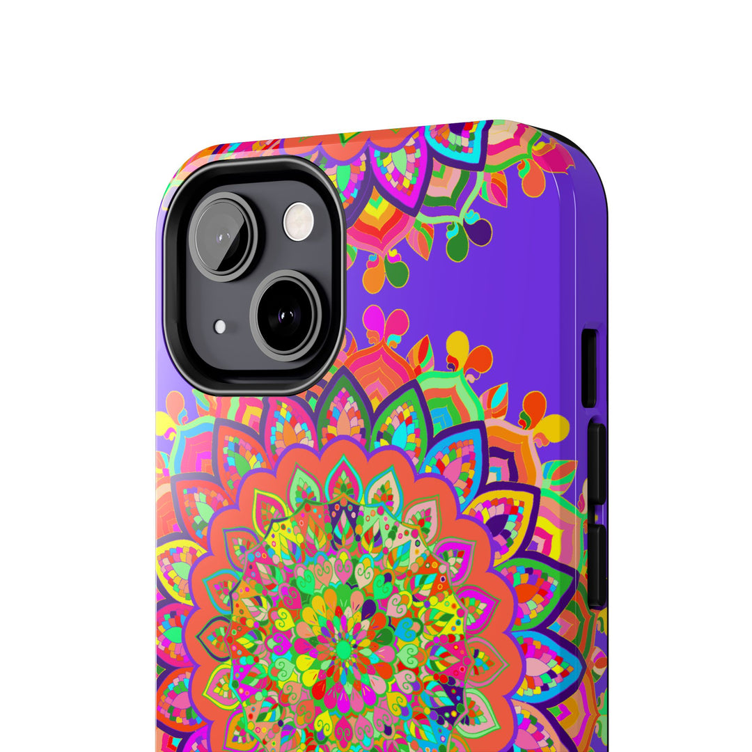 Beautiful hand-drawn purple mandala art phone case for stylish protection