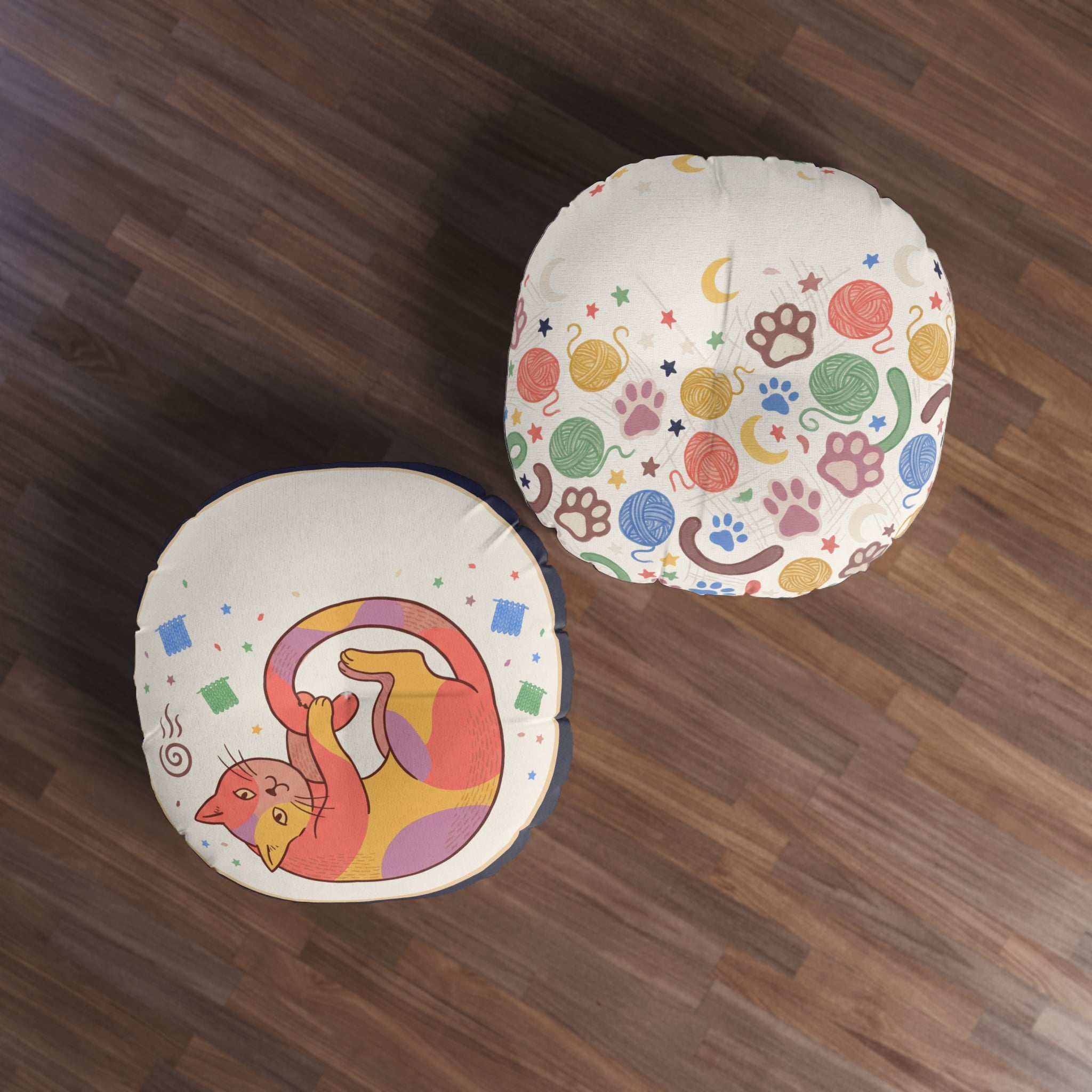 Boho Cozy Cat Floor Pillow Winter Crescent