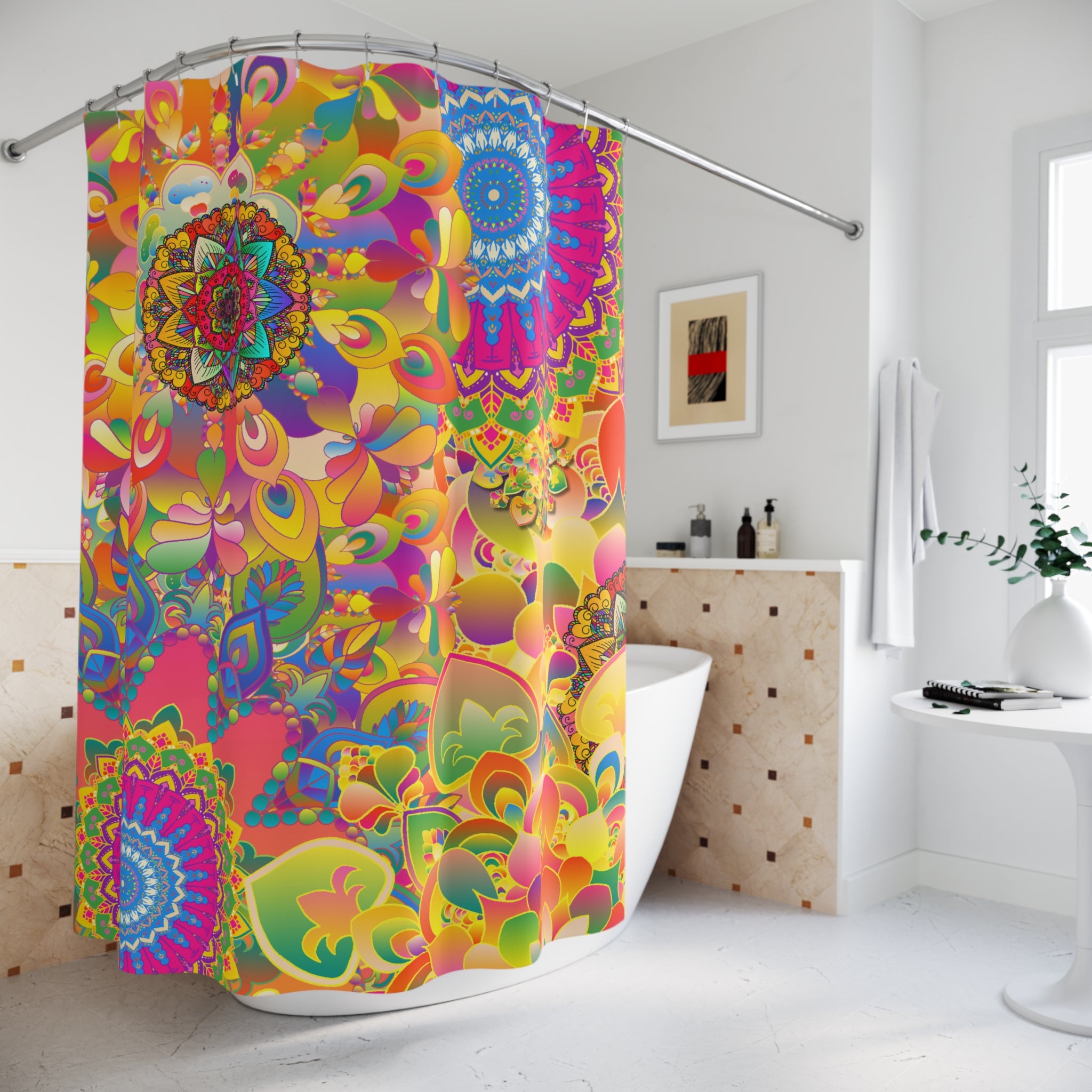 Psychedelic Floral Mandala Shower Curtain