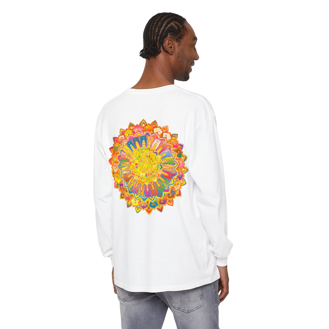 Intricate Mandala Unisex Long Sleeve T-Shirt with detailed design and vibrant colors