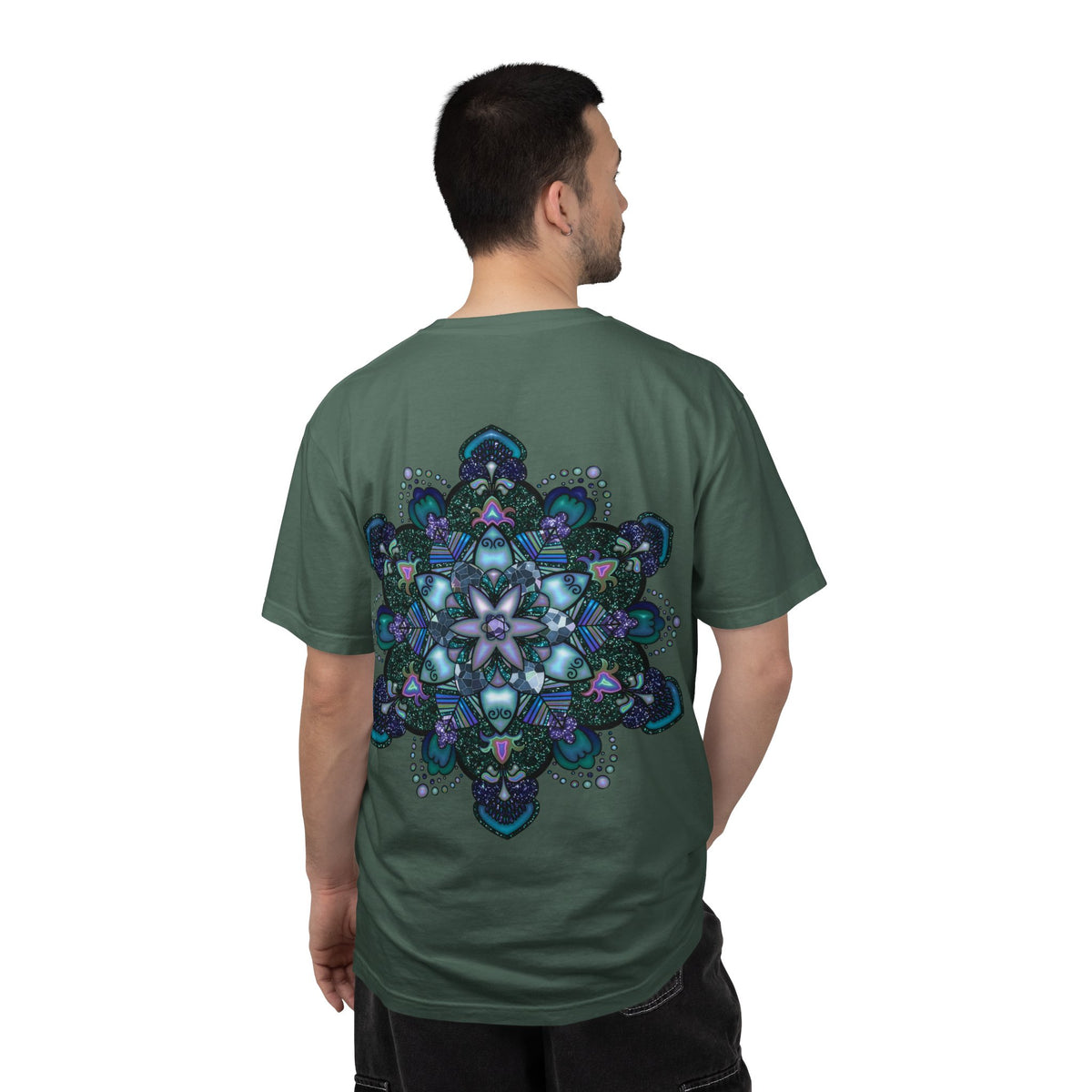 Mandala T-Shirt – Blue Purple Boho Geometric Floral Design