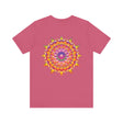 Colorful and intricate mandala design on a t-shirt promoting spiritual peace and harmony