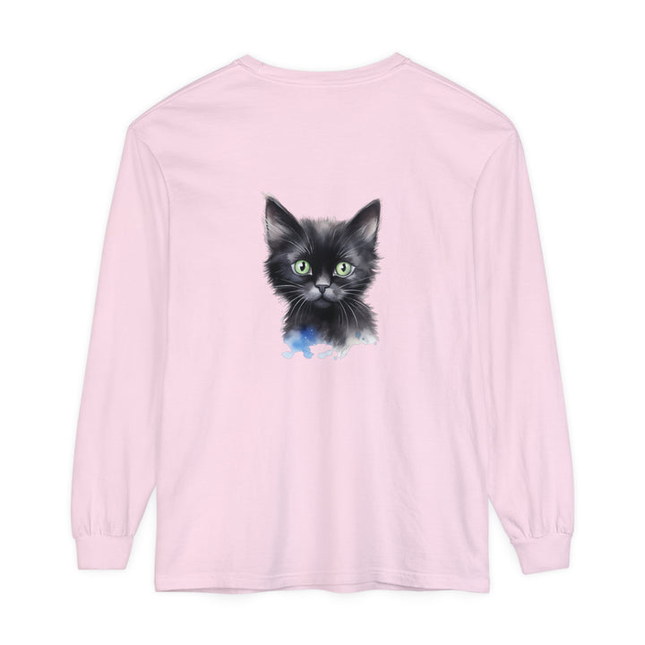 Black Cat Watercolor Unisex T-Shirt, featuring a vibrant watercolor design of a black cat on a comfortable, high-quality t-shirt