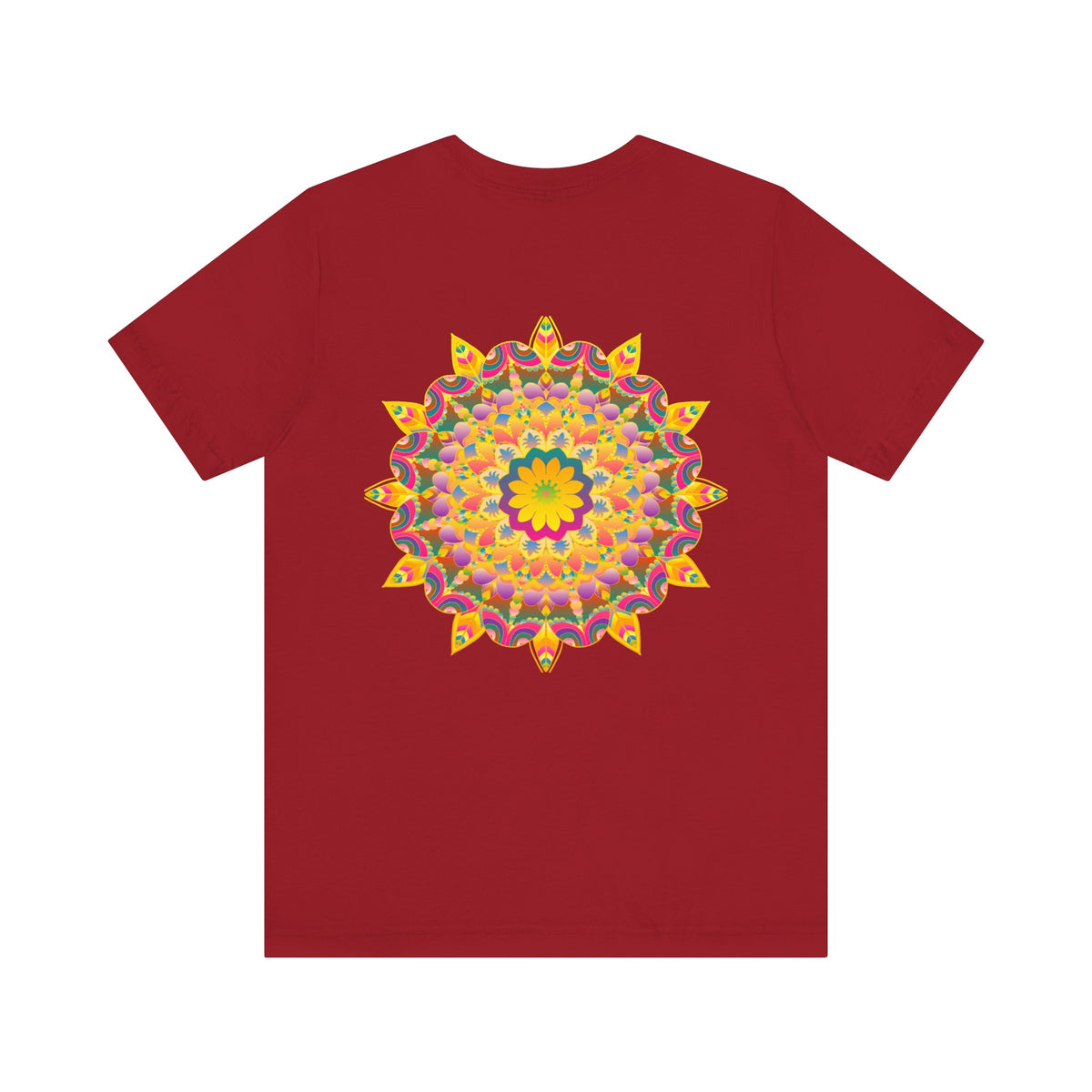 Colorful and intricate mandala tee shirt design representing peace and harmony