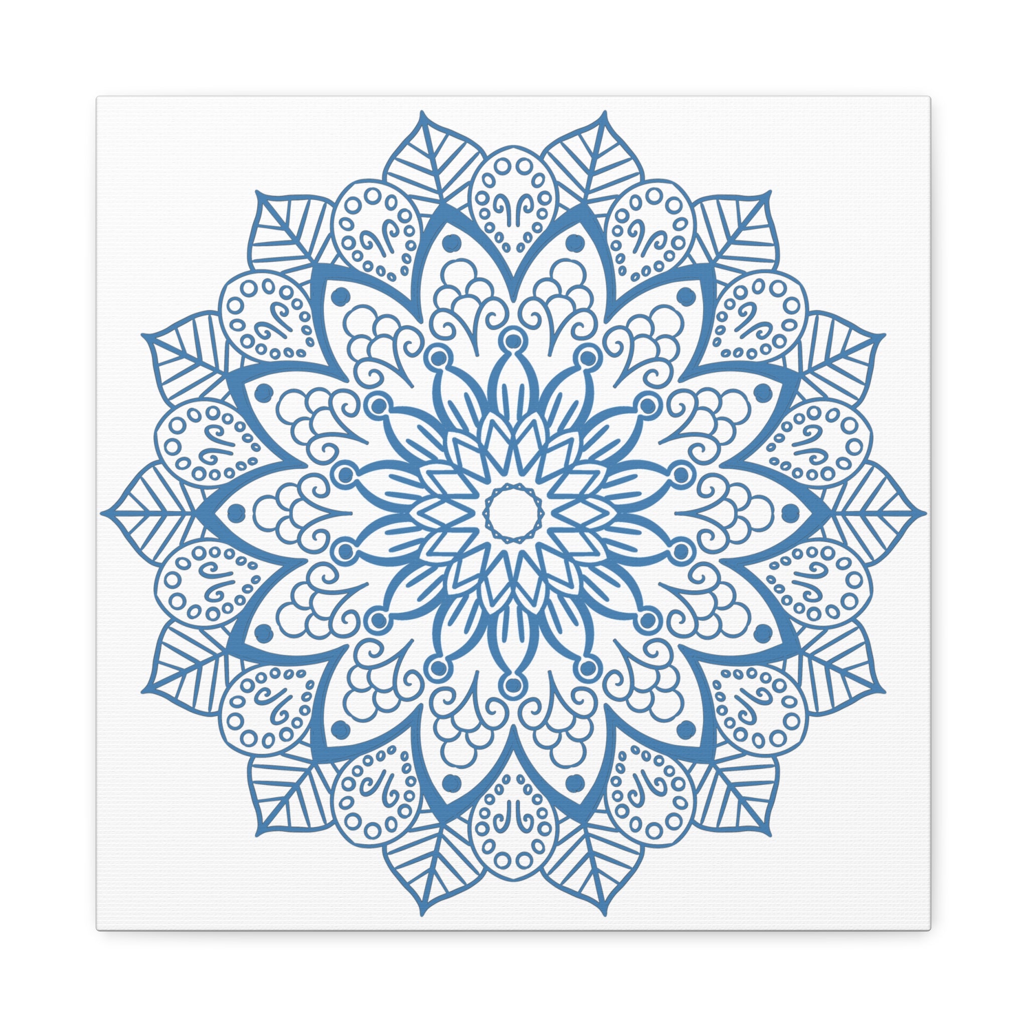 Handmade Mandala Art Steel Blue Canvas 125 - Beautifully detailed steel blue canvas featuring intricate mandala design Perfect for adding a touch of artisanal elegance to any space