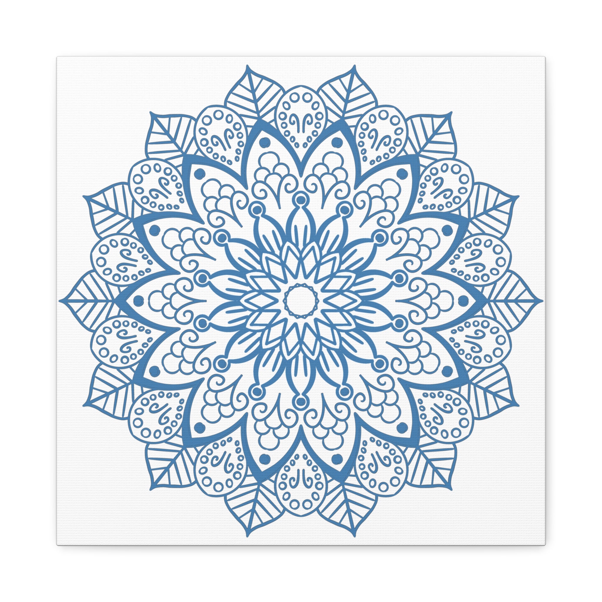 Handmade Mandala Art Steel Blue Canvas 125 - Beautifully detailed steel blue canvas featuring intricate mandala design Perfect for adding a touch of artisanal elegance to any space