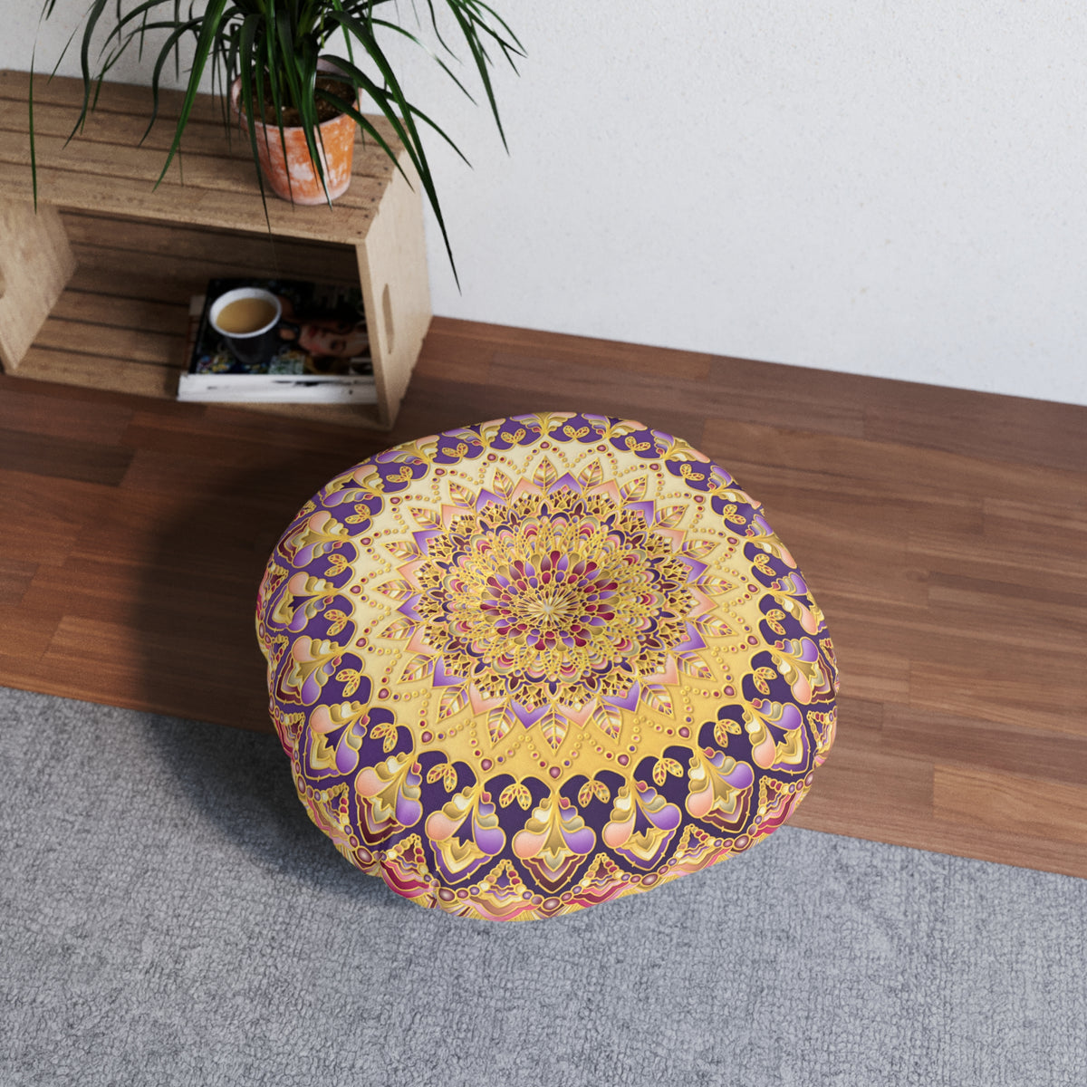 Radiant Mandala Tufted Floor Pillow