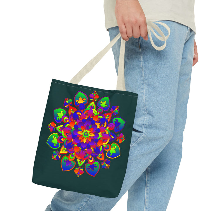 Colorful Mandala Mystical Nature Tote Bag with Bohemian Design and Durable Material