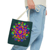 Colorful Mandala Mystical Nature Tote Bag with Bohemian Design and Durable Material