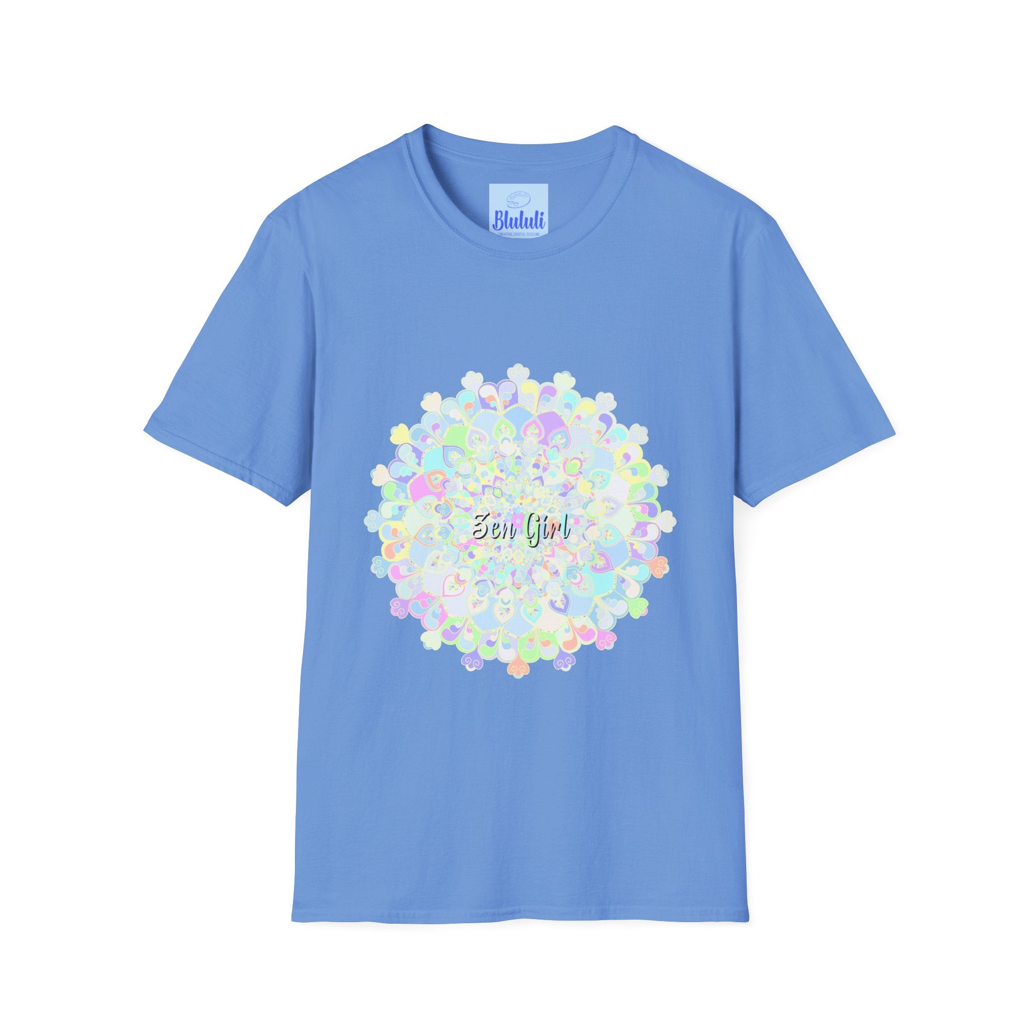 Colorful mandala design t-shirt with intricate patterns and vibrant colors