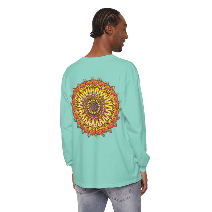 Intricate Mandala Unisex Long Sleeve T-Shirt with colorful and detailed design