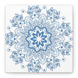 Handmade Mandala Art in Steel Blue on Matte Canvas, Stretched and 125 Inches Thick