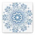 Handmade Mandala Art in Steel Blue on Matte Canvas, Stretched and 125 Inches Thick