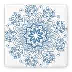 Handmade Mandala Art in Steel Blue on Matte Canvas, Stretched and 125 Inches Thick