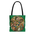 Boho Mandala Tote Bag — Green Floral Pattern AOP Shopper