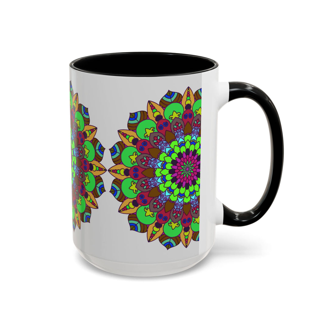 Intricately designed mandala art mug with a stunning and vibrant floral design