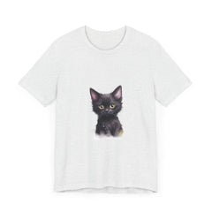 Black cat design on mystical kitten tee, perfect for cat lovers