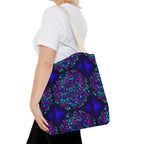 Kaleidoscope Mandala Tote Bag — Vibrant Neon Floral Pattern