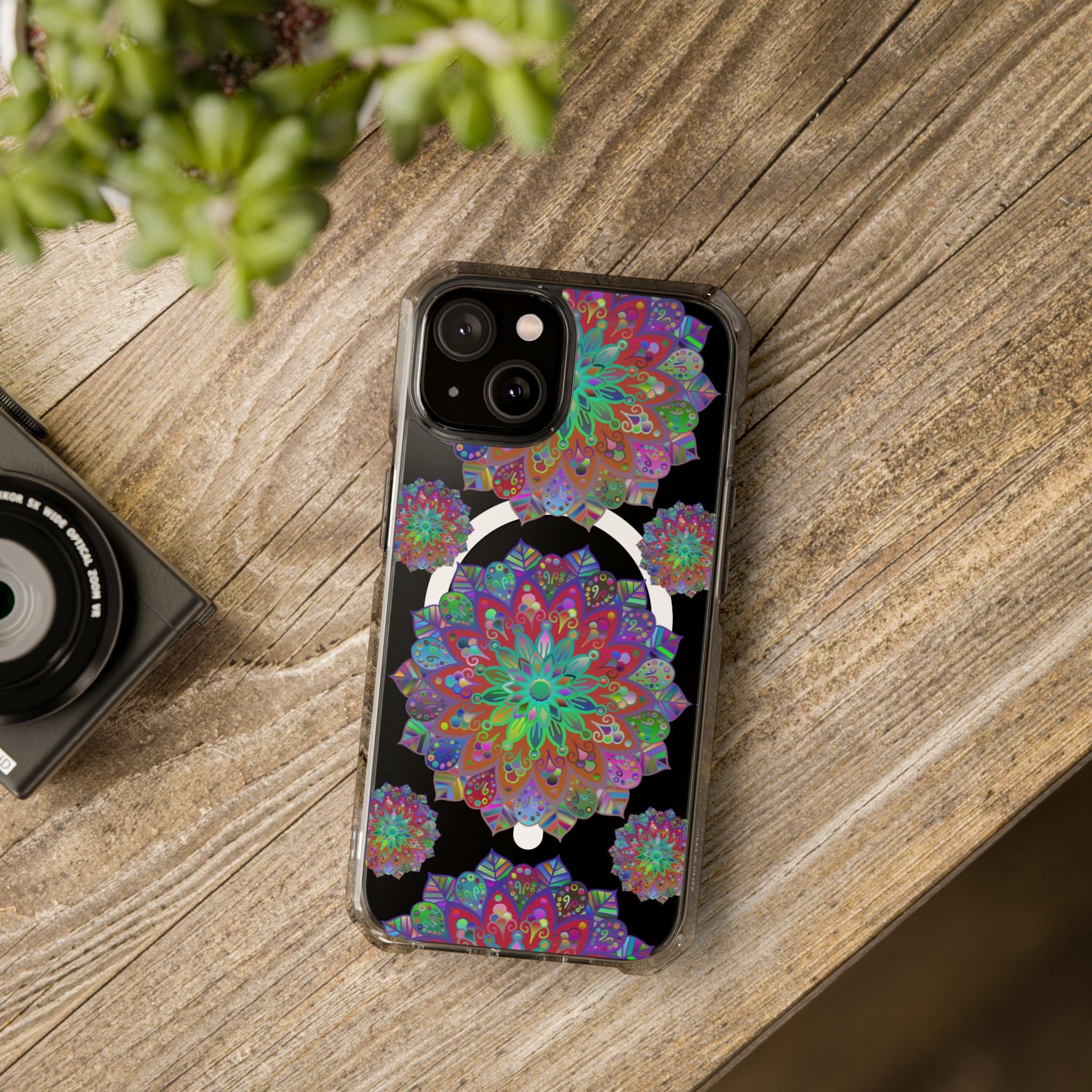 Elegant Mandala MagSafe®-Compatible iPhone 14/15 Impact Case with intricate design