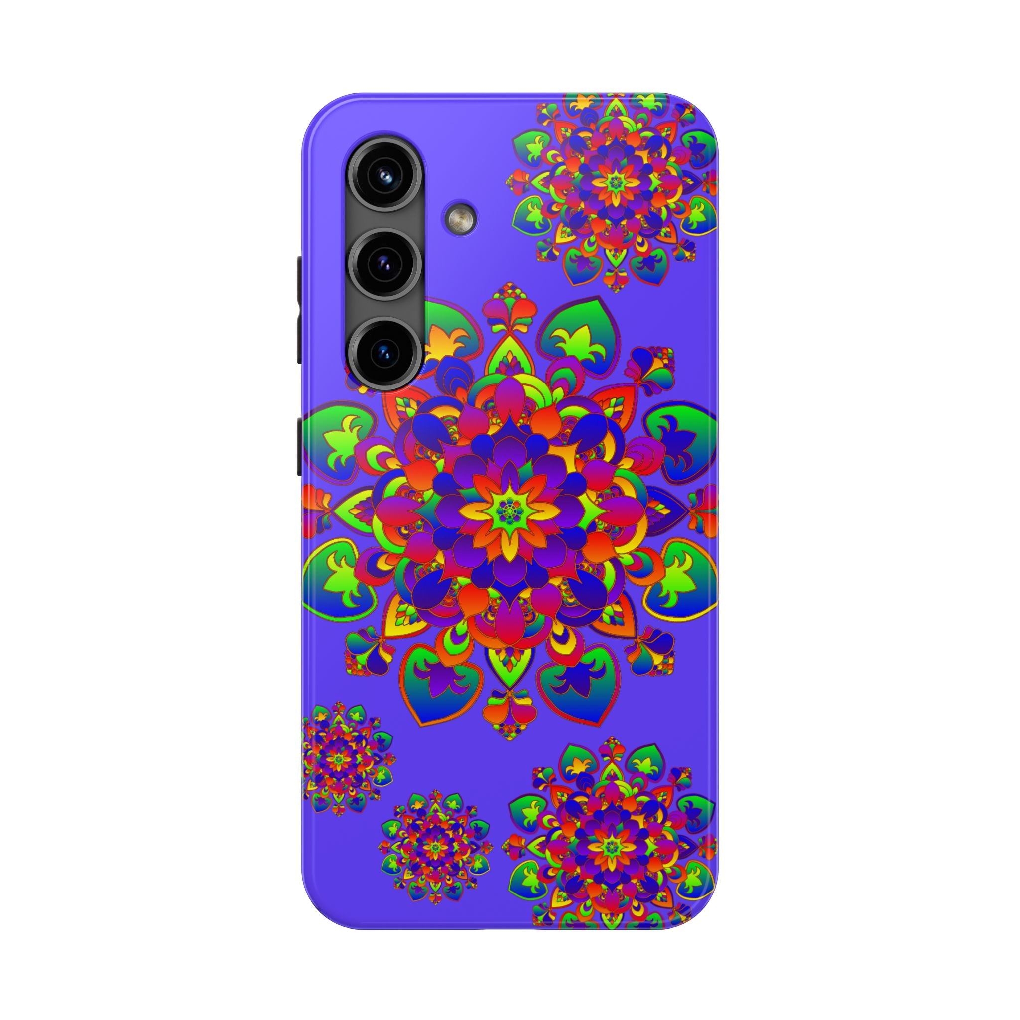 A colorful hand drawn mandala rainbow design phone case for protection and style