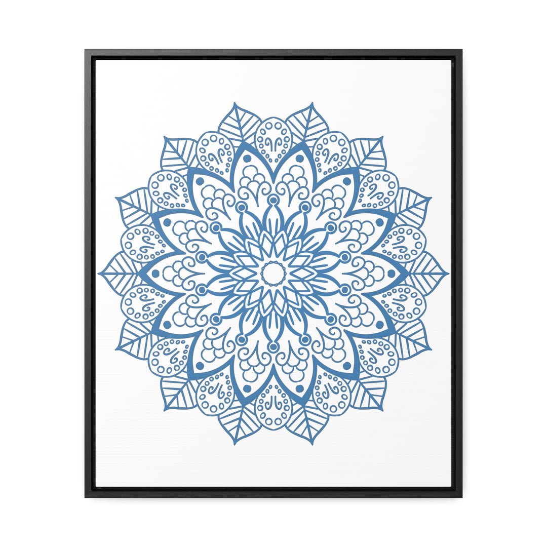 Beautiful steel blue mandala design wall art on gallery canvas wraps, handmade and vertical frame, perfect for adding a touch of elegance to any space