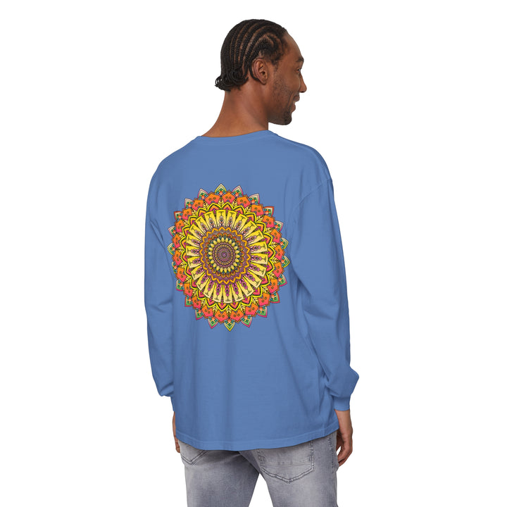 Intricate Mandala Unisex Long Sleeve T-Shirt featuring detailed mandala design in vibrant colors