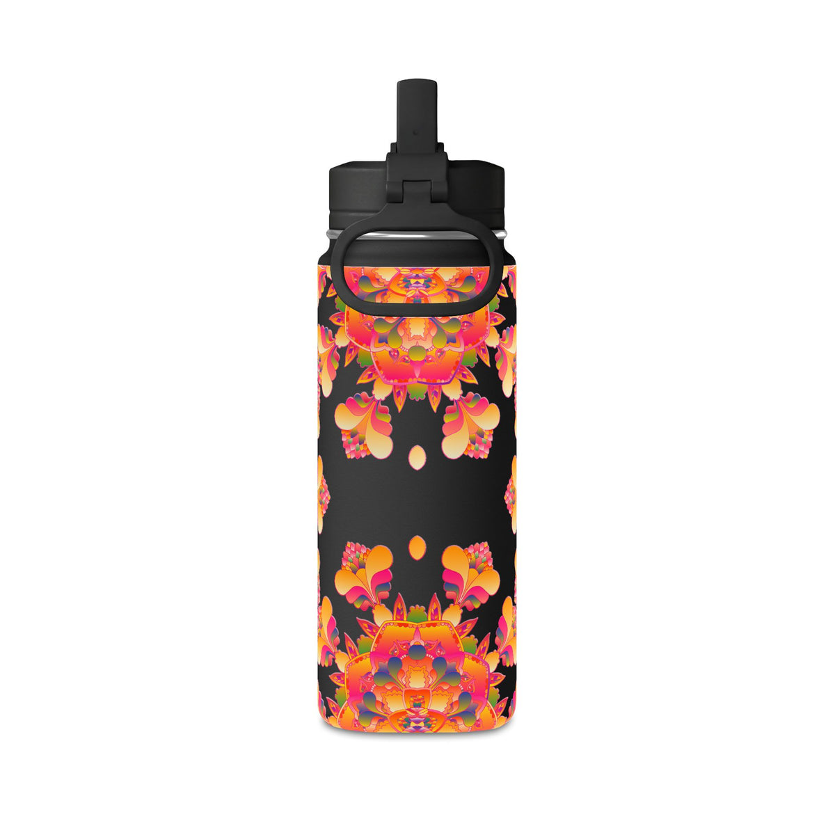 20oz Floral Mandala Mini Water Bottle – Colorful Boho Hydration Bottle
