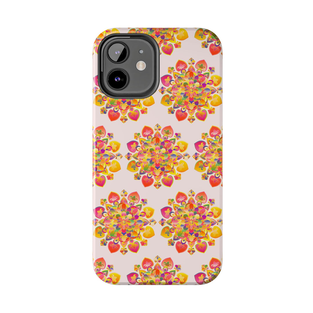 Phone Case - Hand-Drawn Mandala Art - Light Pink Long Description 44