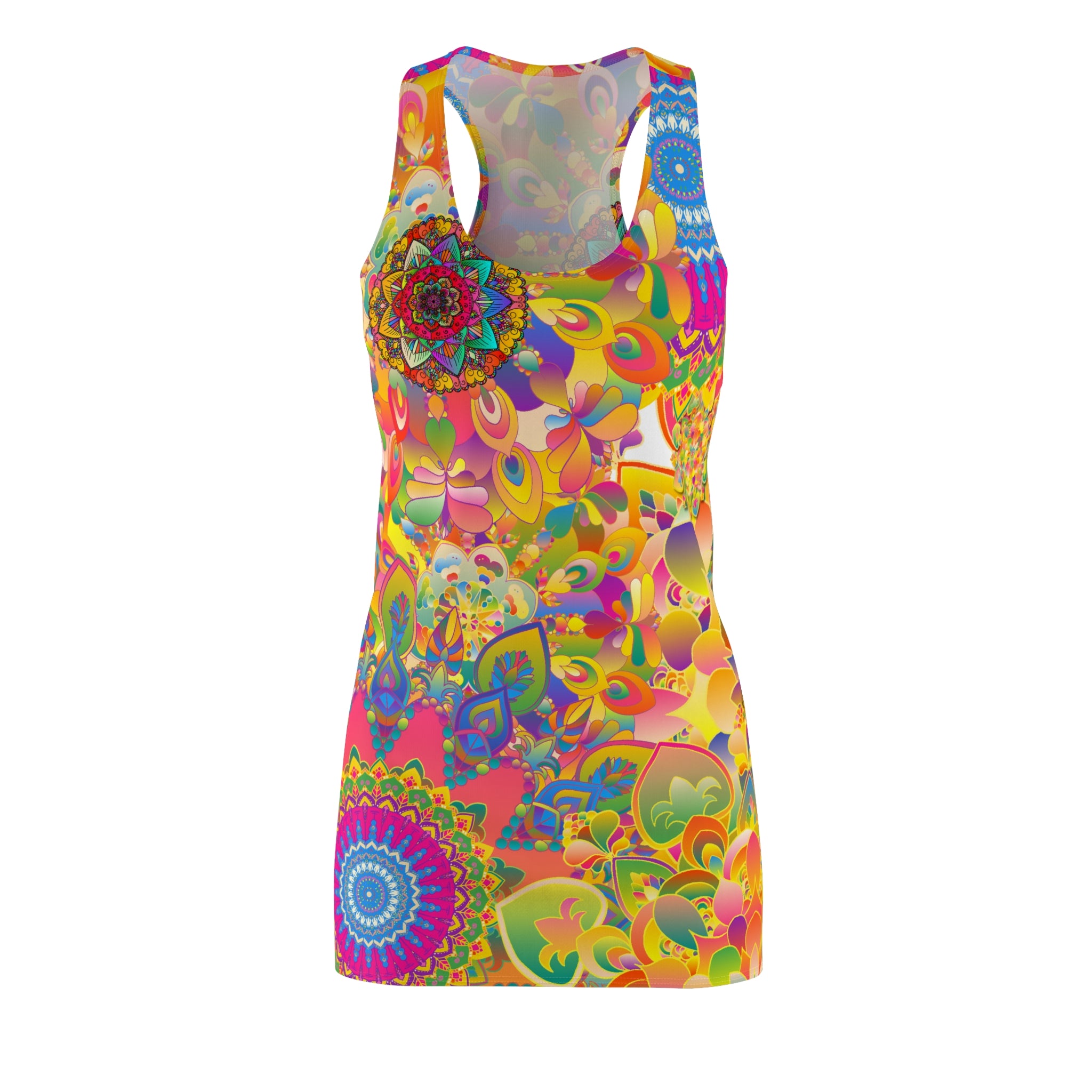 Psychedelic Floral Mandala Racerback Dress
