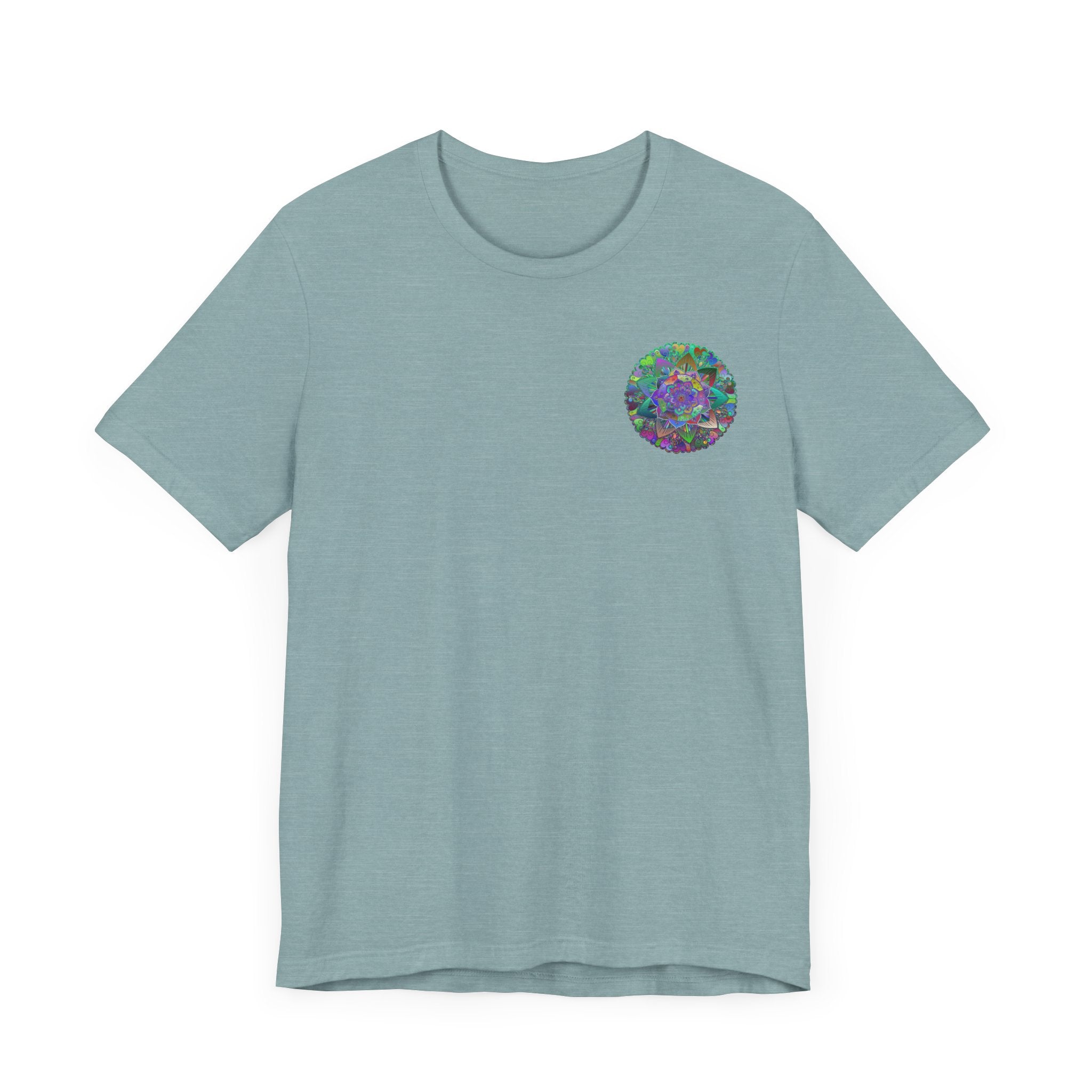 Beautiful and colorful mandala design t-shirt promoting spiritual peace and harmony