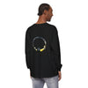 Black Cat Moon Glow Long Sleeve T-Shirt featuring a mystical black cat against a moonlit night sky backdrop