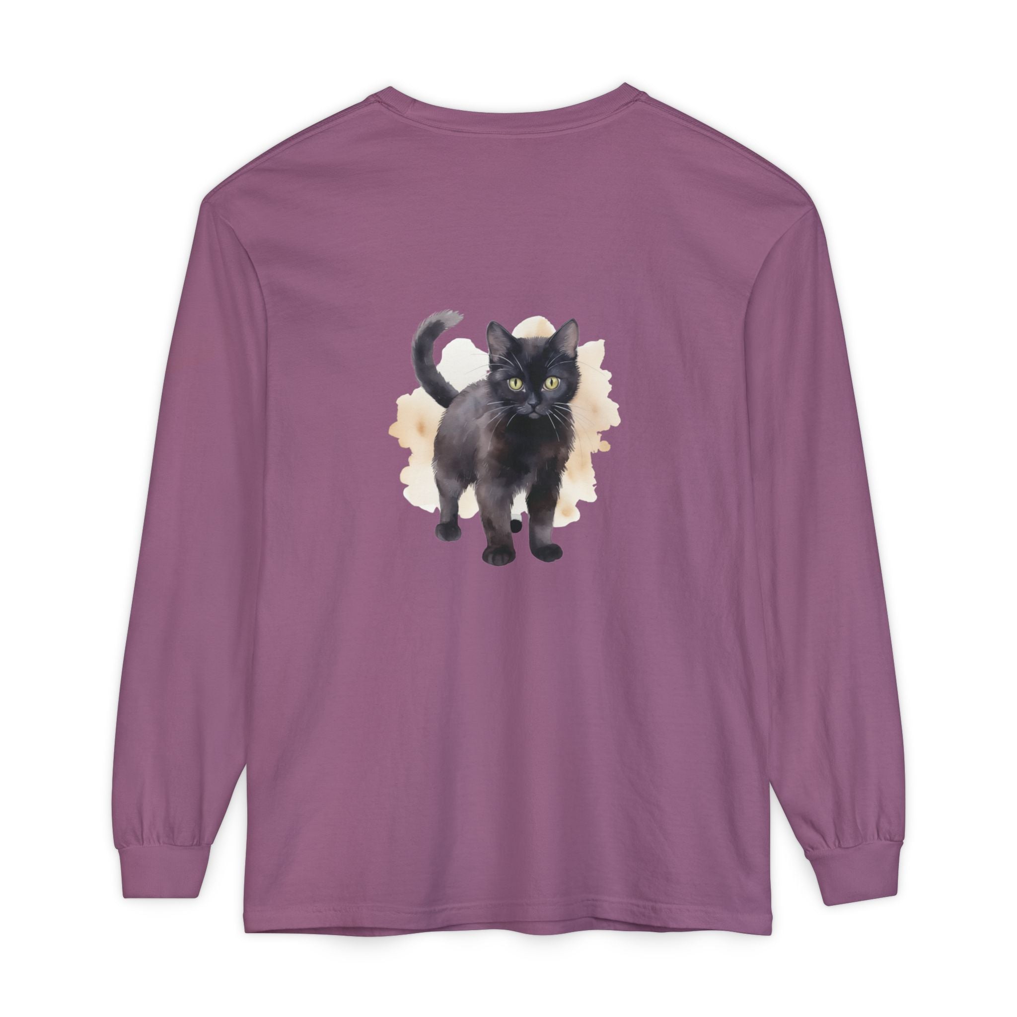 Full Sleeve Tee | Black Cat Watercolor - Unisex